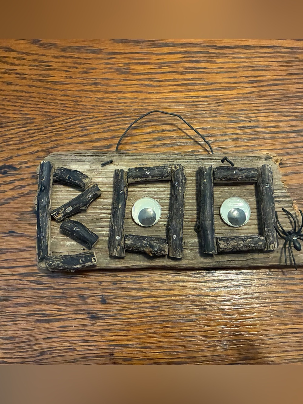 Handcrafted Black 'BOO' Twig Wall Hanging Halloween Sign